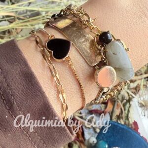 Gold labradorite statement stack bracelet